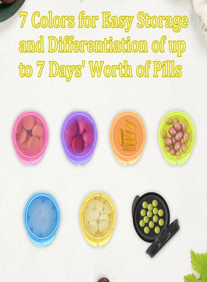 keepsweat 7Pcs Small Pill Box,Daily Pill Organizer Portable Travel Pill Box for Purse Pocket Mini Medicine Storage Container for Storing Fish Oil,Pills,and Vitamin Tablets(7 Colors) - Image 4